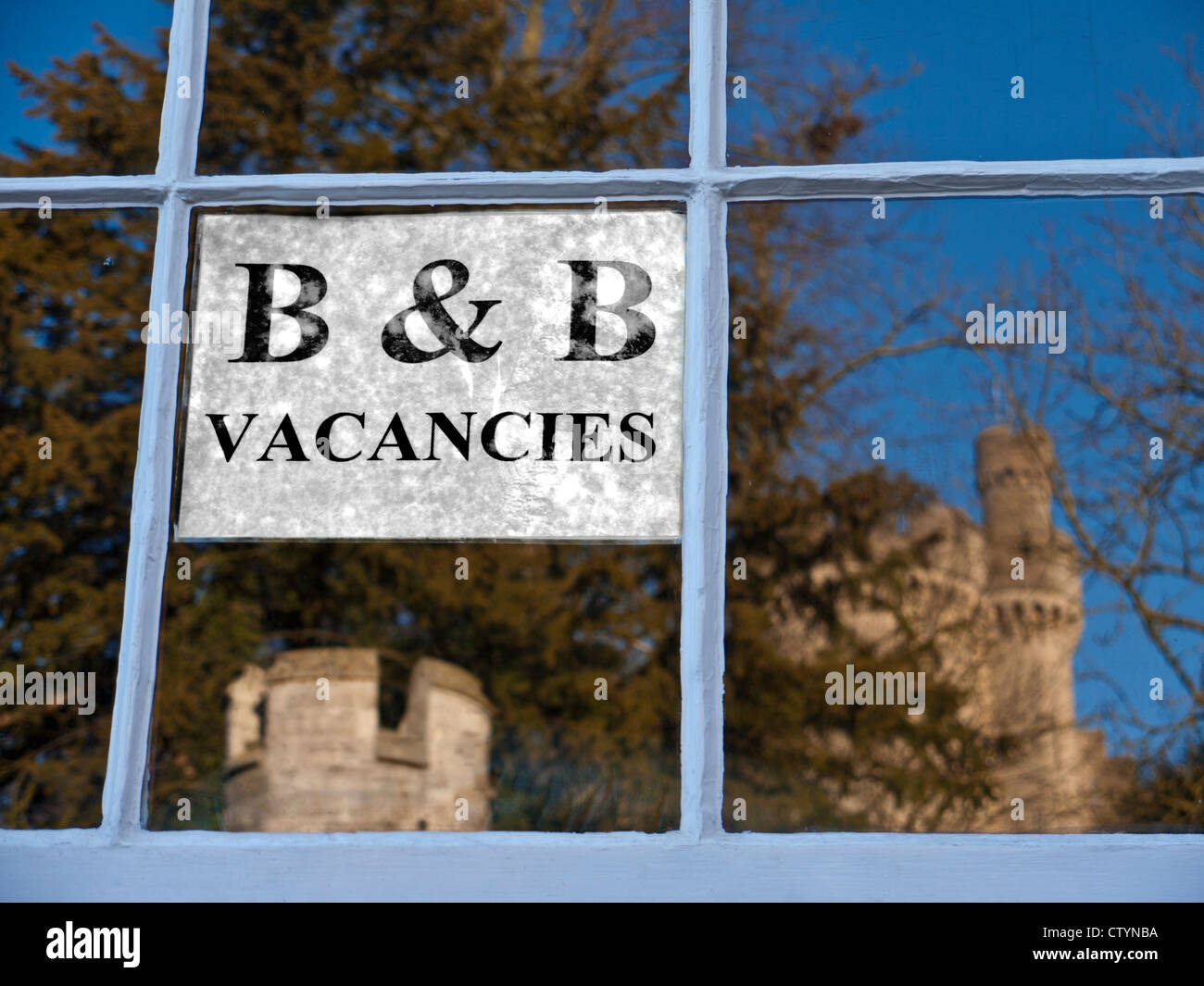 Bed and Breakfast Staycation 'B&B vacancies' accommodation sign in window  of typical English house opposite Arundel Castle West Sussex UK Stock Photo  - Alamy