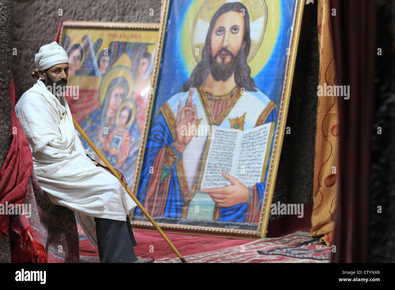 African priest, Lalibela, Ethiopia Stock Photo