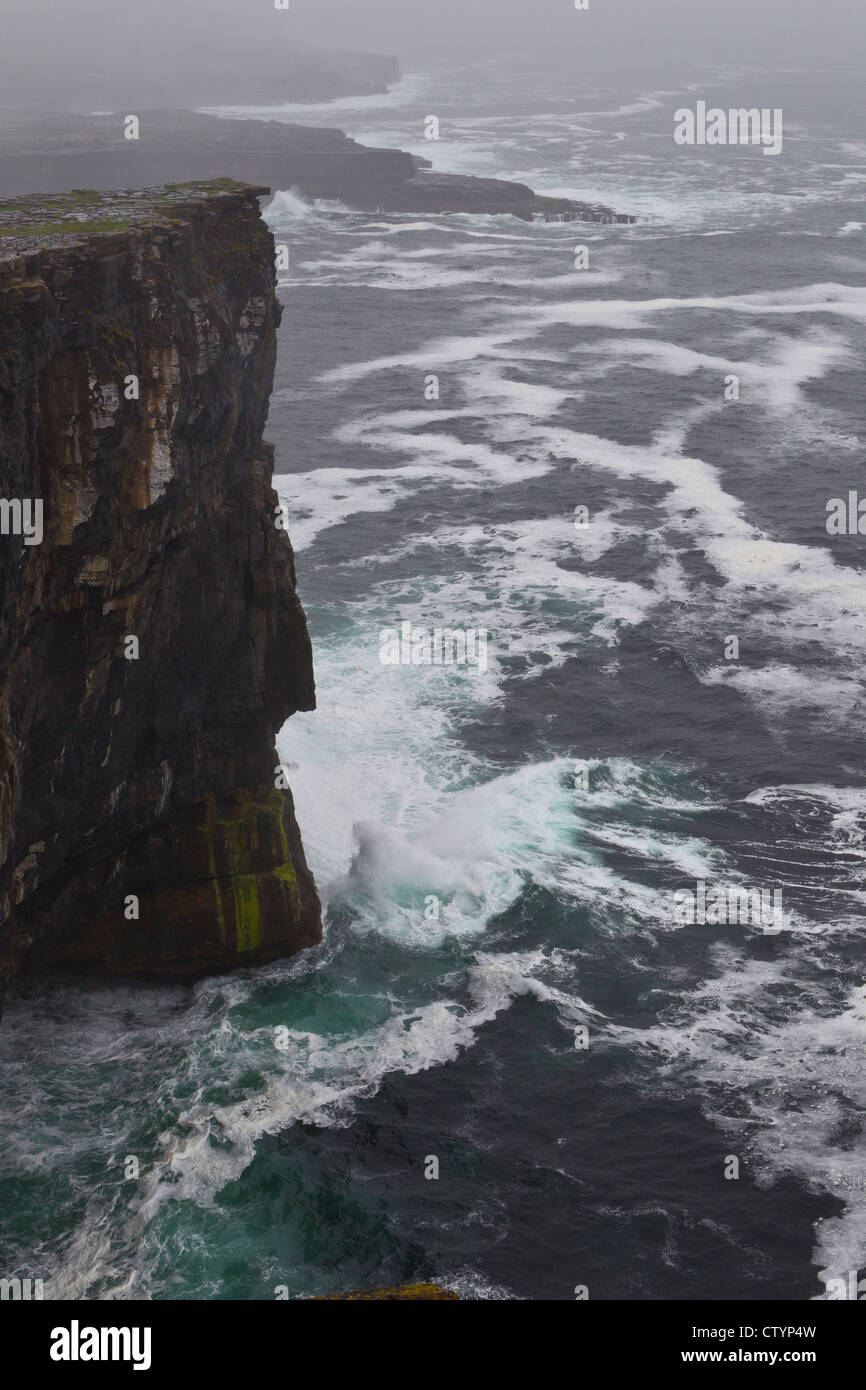 cliff stormy seas Stock Photo