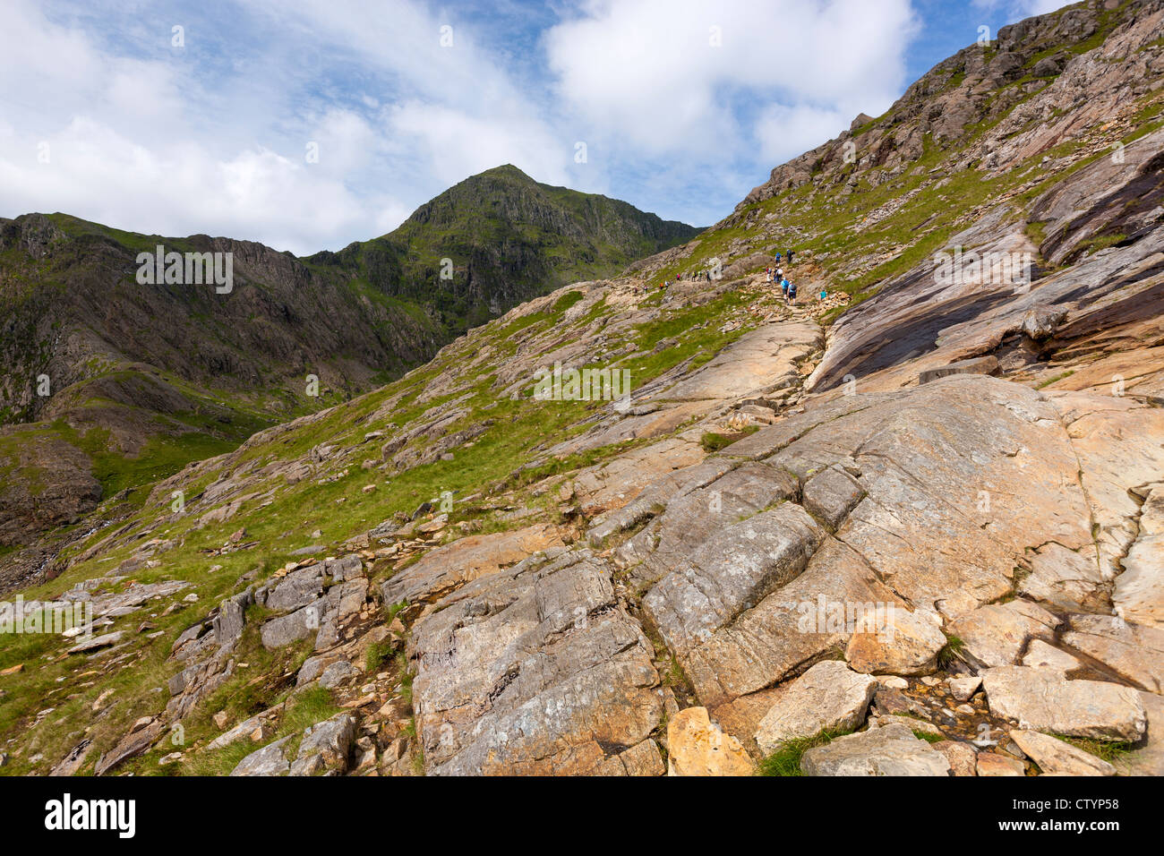 View from Pyg Track towards mount Snowdon, Snowdonia National Park, Wales Stock Photo