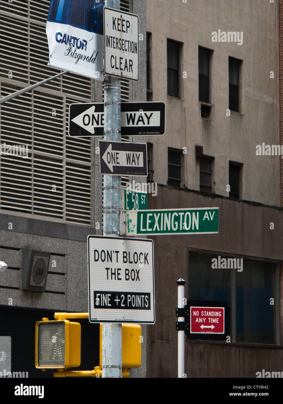 Lexington Avenue and 58th Street street signs. New York, New York, USA