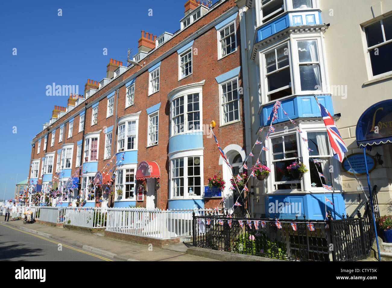 Seafront terraced houses, Esplanade, Weymouth, Dorset, England