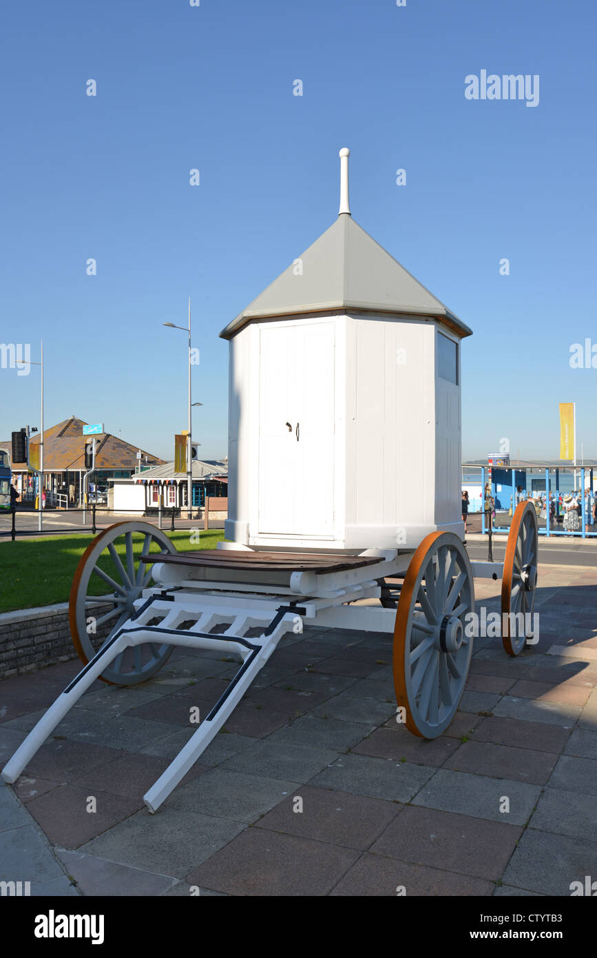 King III replica bathing machine on seafront, Weymouth, Dorset