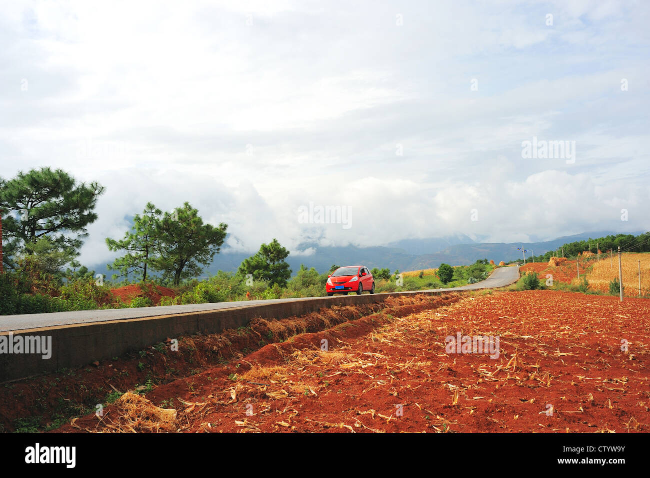 Dongchuan, Yunnan laterite terraces, Stock Photo