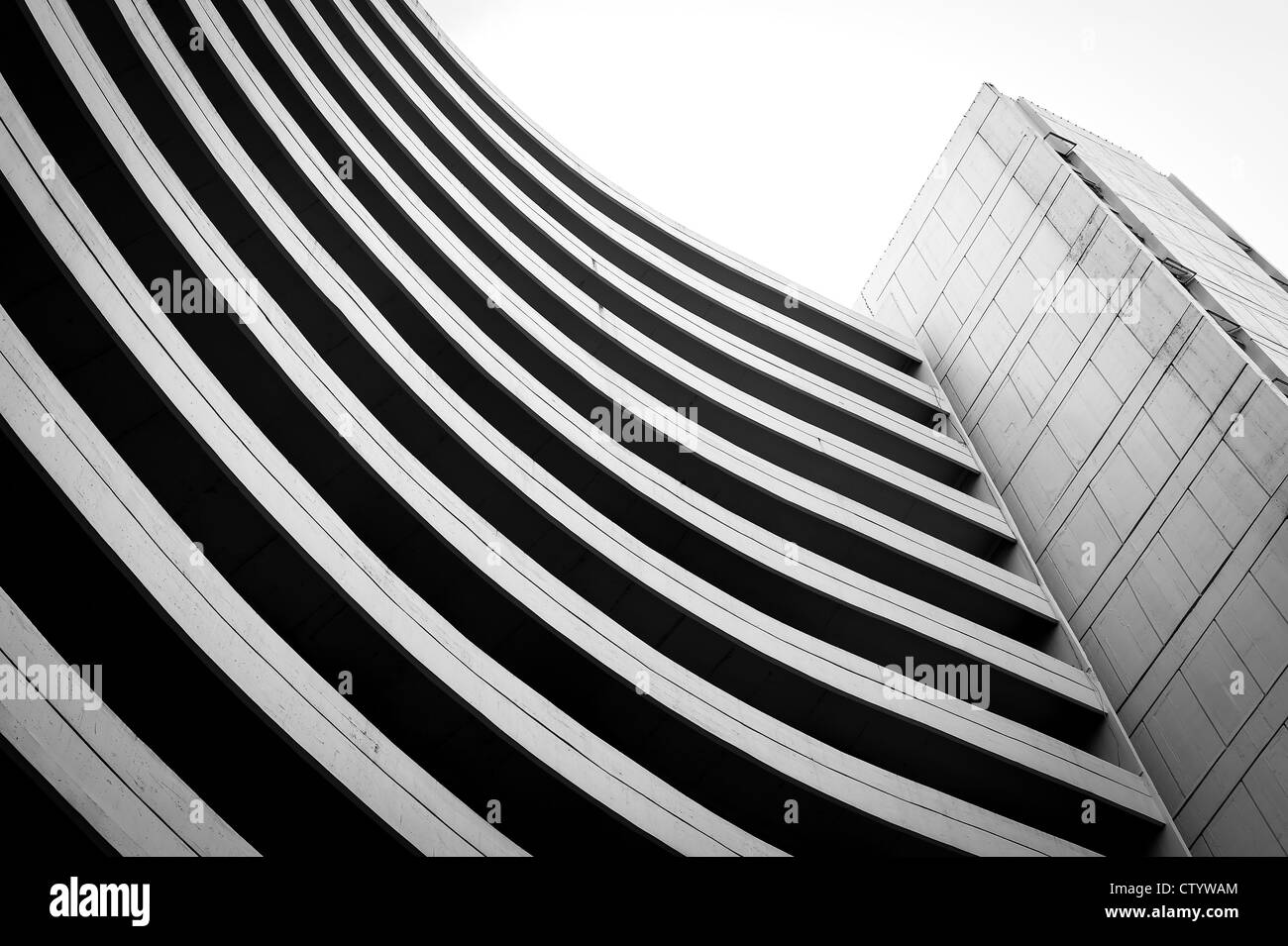 Black and white old building curve shape Stock Photo