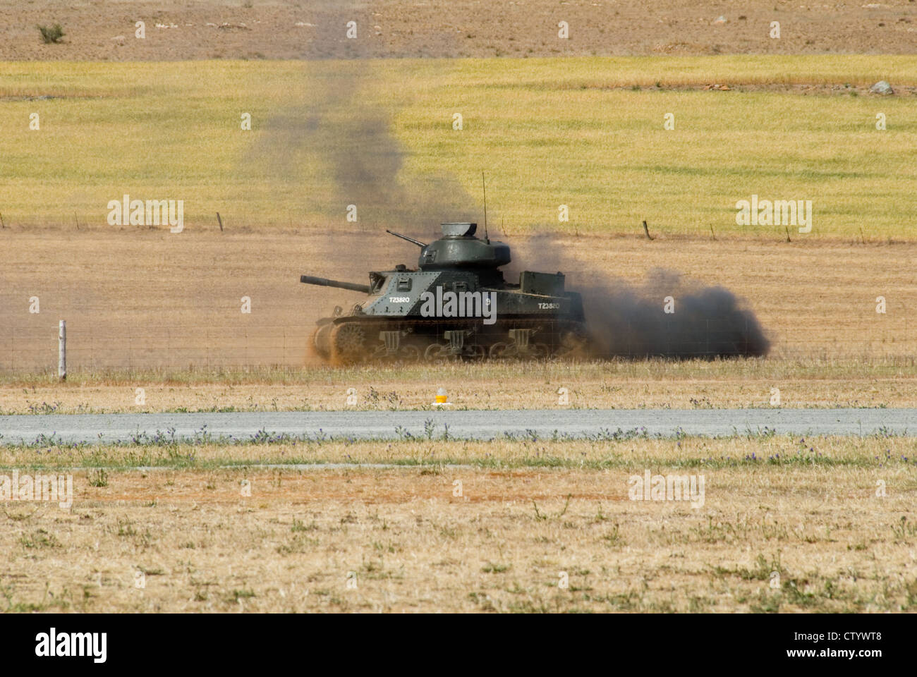 Australian army tank on exercise maneuvers in outback South Australia Stock Photo