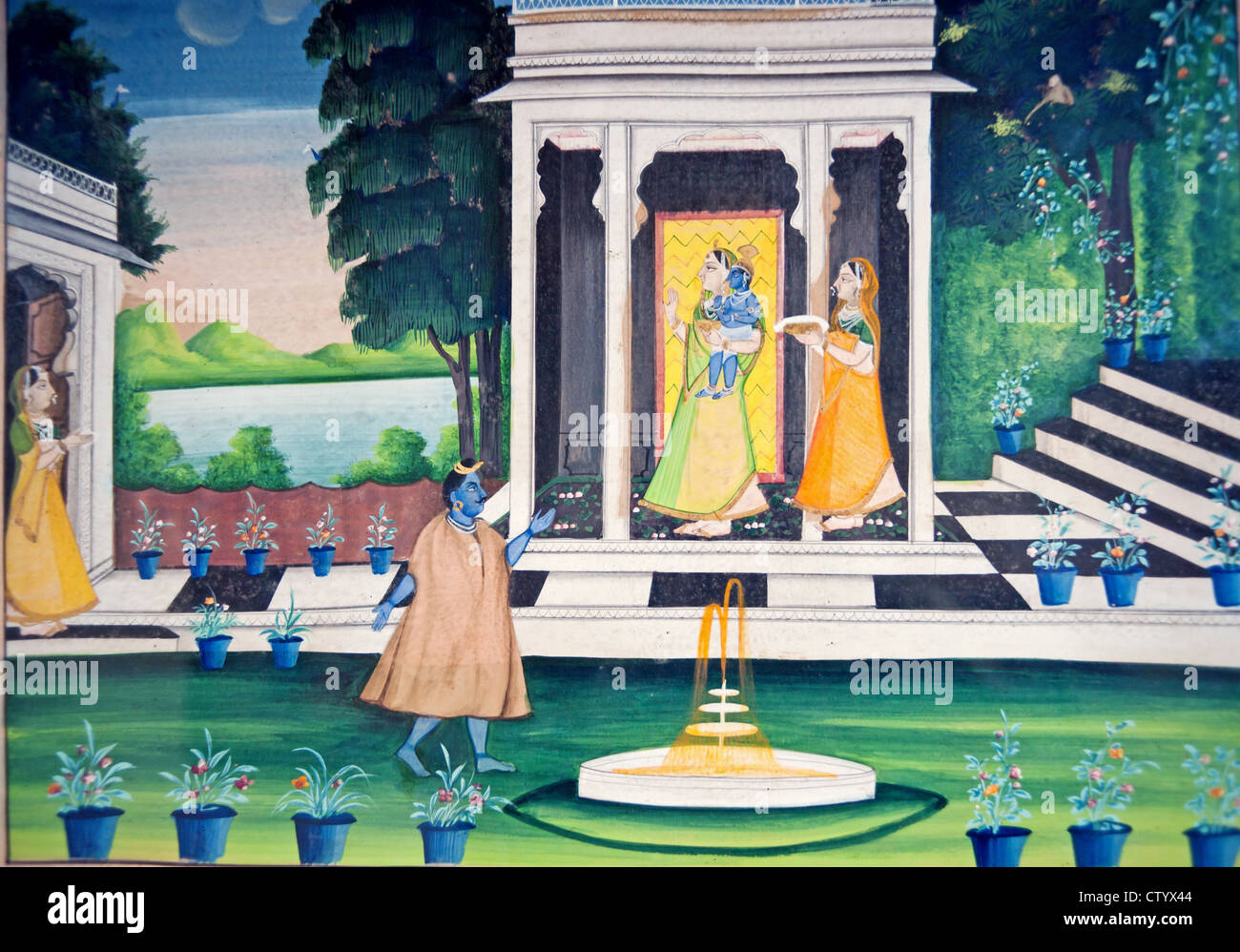 Nepal, the temple wall murals Stock Photo Alamy