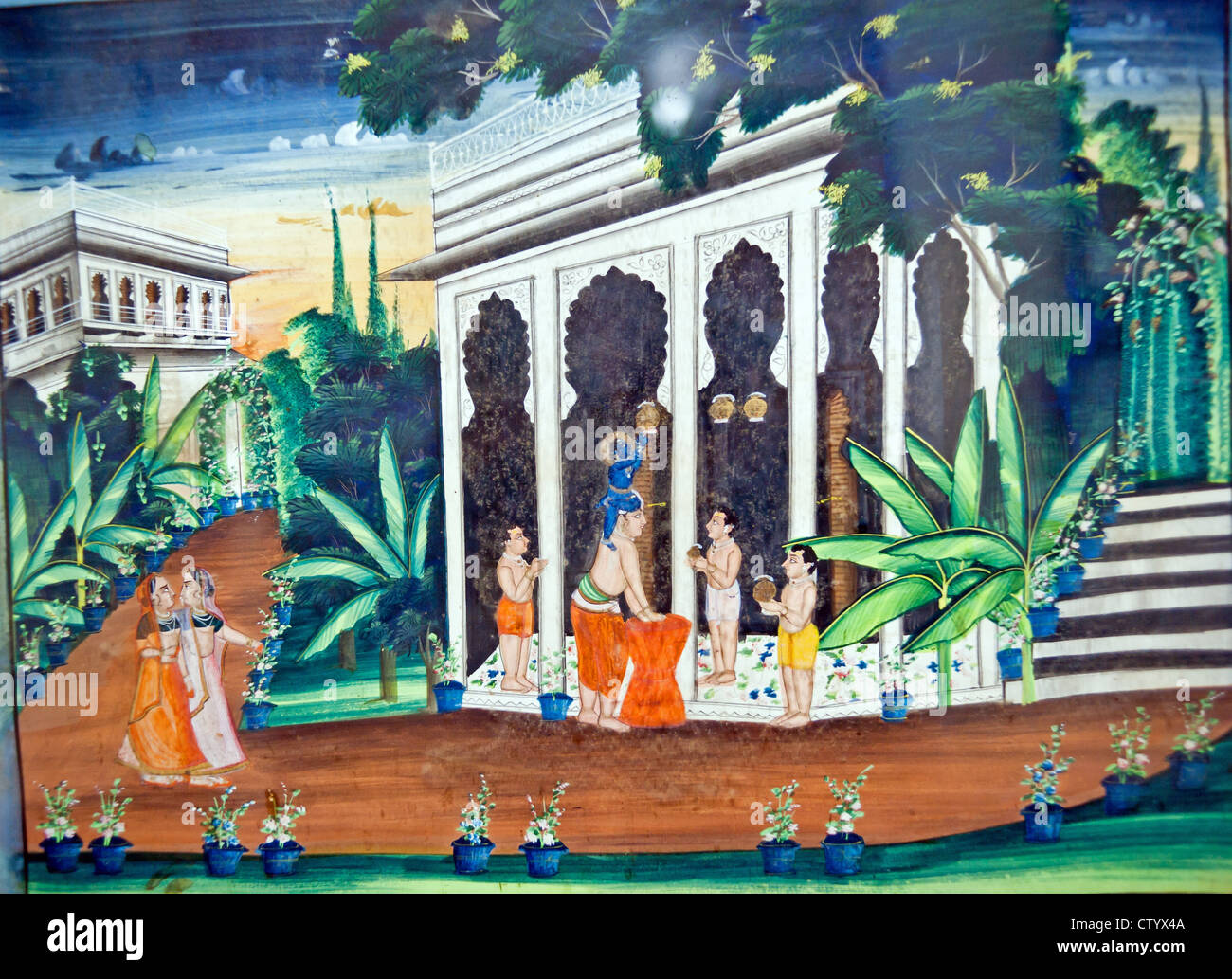 Nepal, the temple wall murals Stock Photo Alamy
