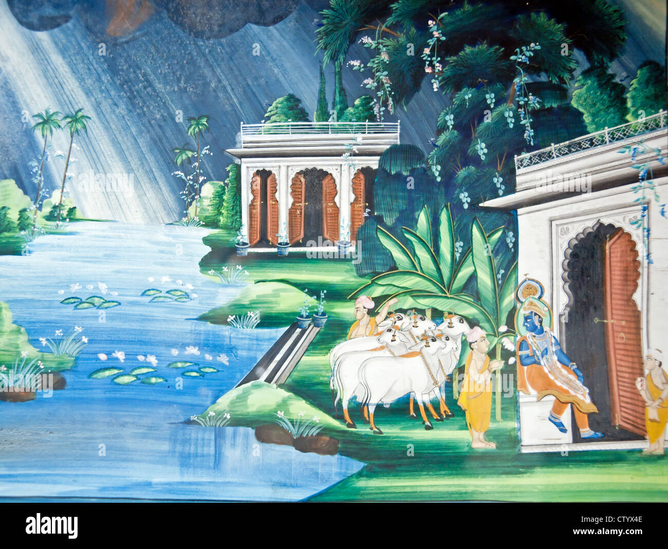 Nepal, the temple wall murals Stock Photo Alamy