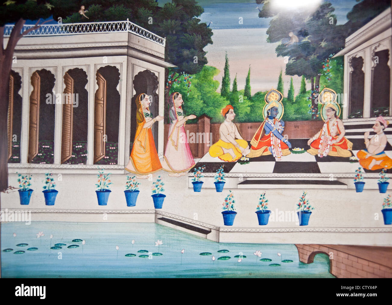 Nepal, the temple wall murals Stock Photo Alamy