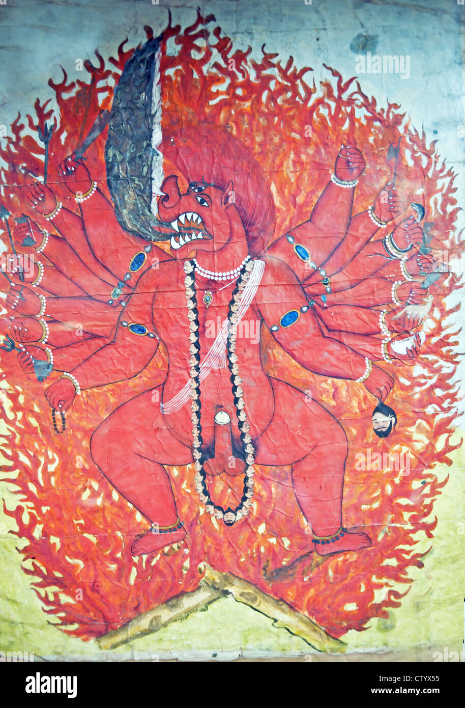 Nepal, the temple wall murals Stock Photo Alamy