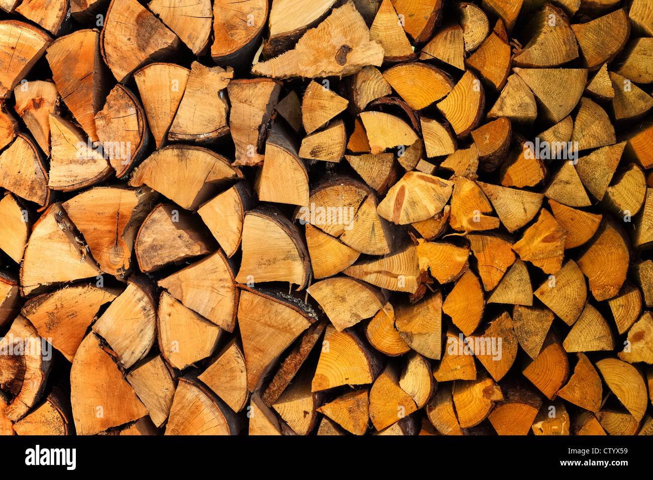 Pile of wood logs ready for winter Stock Photo