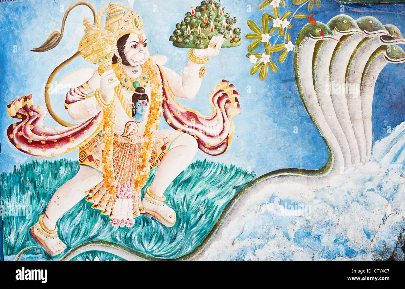 Nepal, the temple wall murals Stock Photo Alamy
