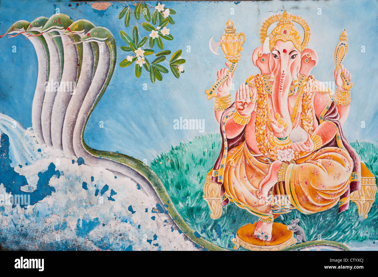 Nepal, the temple wall murals Stock Photo Alamy
