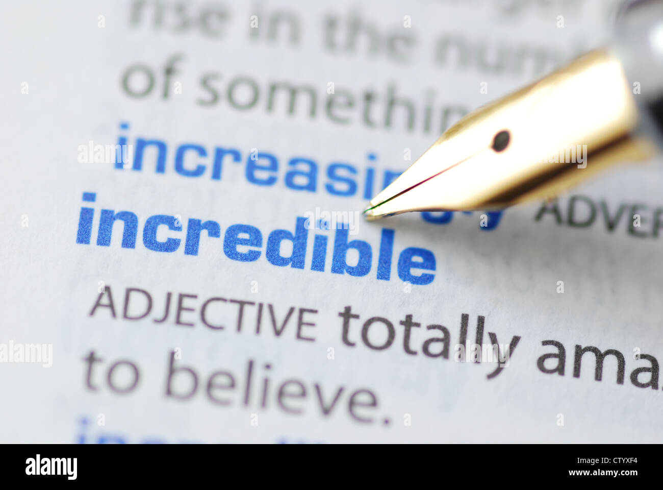 Incredible - Dictionary Series Stock Photo
