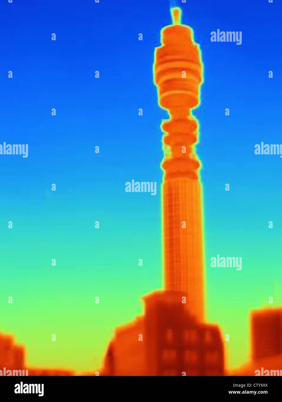 Thermal image of BT Tower Stock Photo