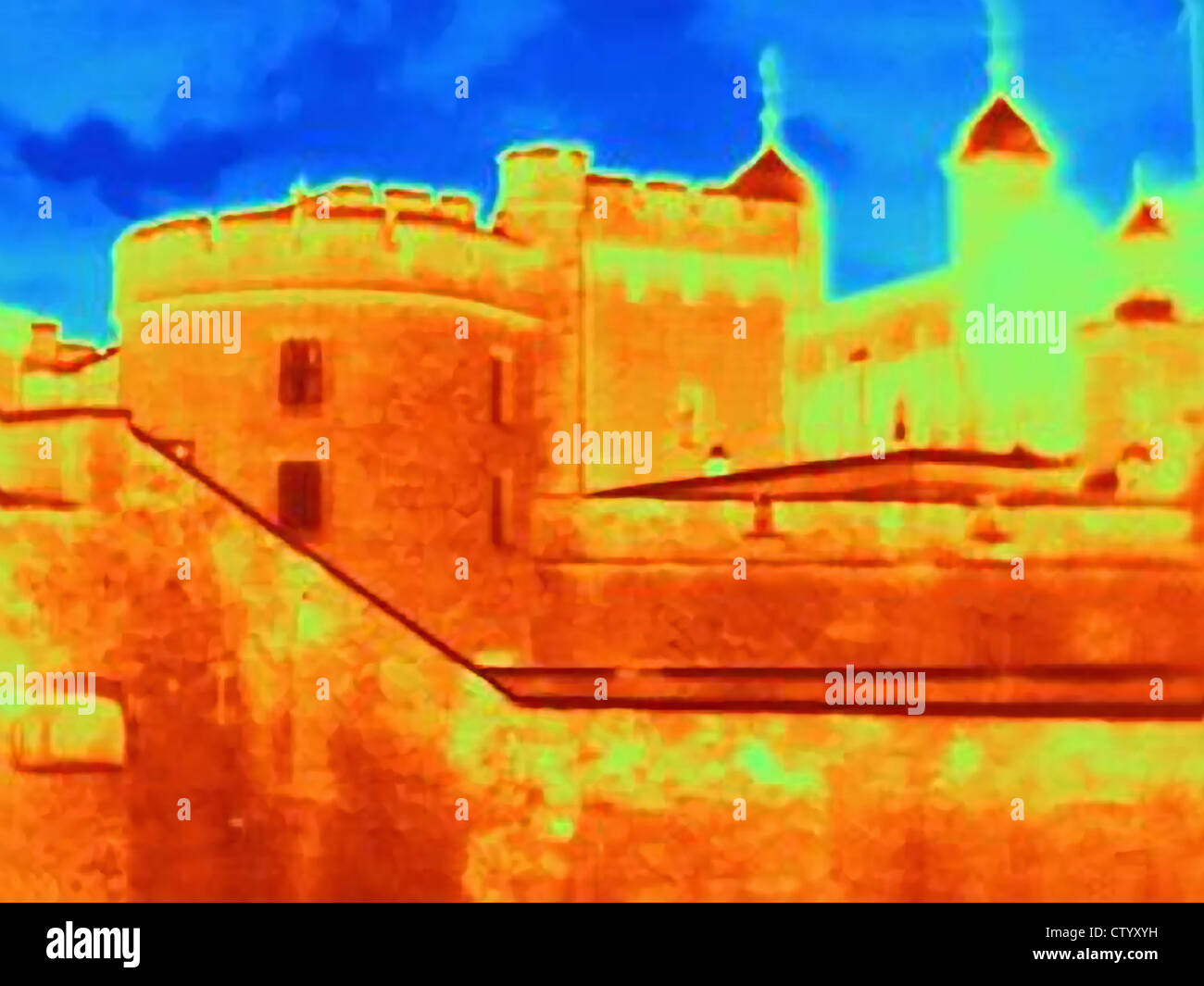 Thermal image of Tower of London Stock Photo
