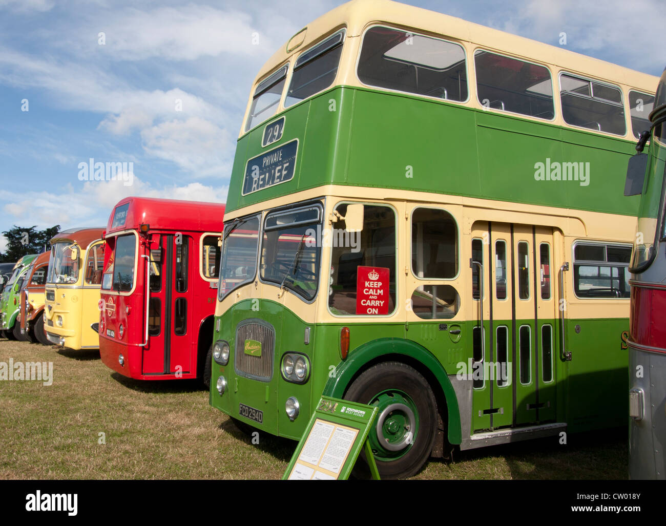 vintage double decker buses Stock Photo