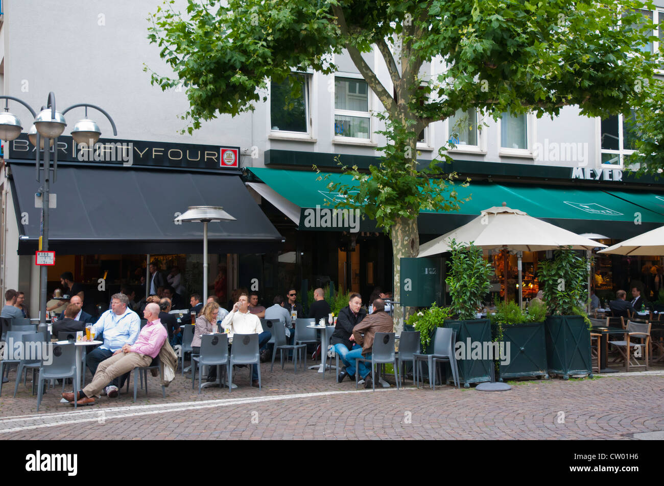 Fressgasse the Munch Alley area along Biebergasse pedestrain street Frankfurt am Main city state of Hesse Germany Europe Stock Photo