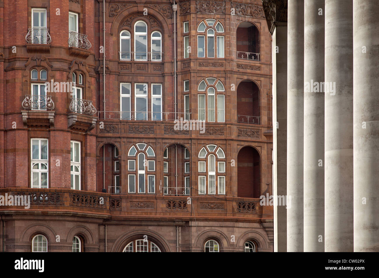 Detail of Manchester Central Library and surrounding buildings Stock Photo