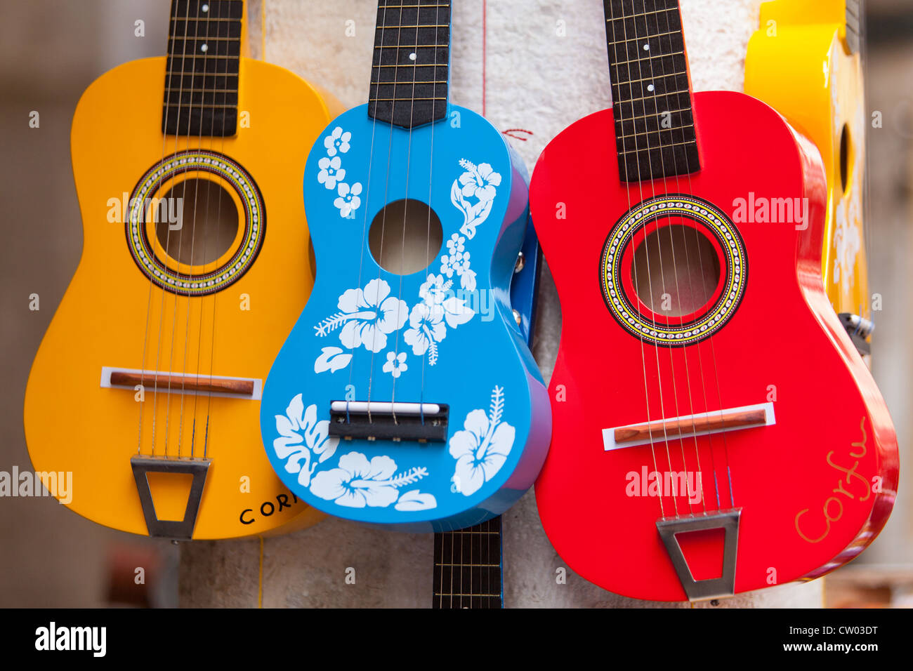 Guitar souvenirs for Sale Corfu Greece Stock Photo