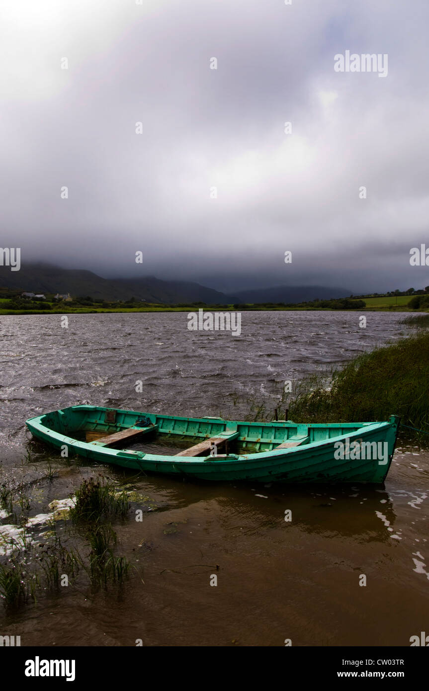 Waterlogged wooden boat on Irish lake Stock Photo Alamy