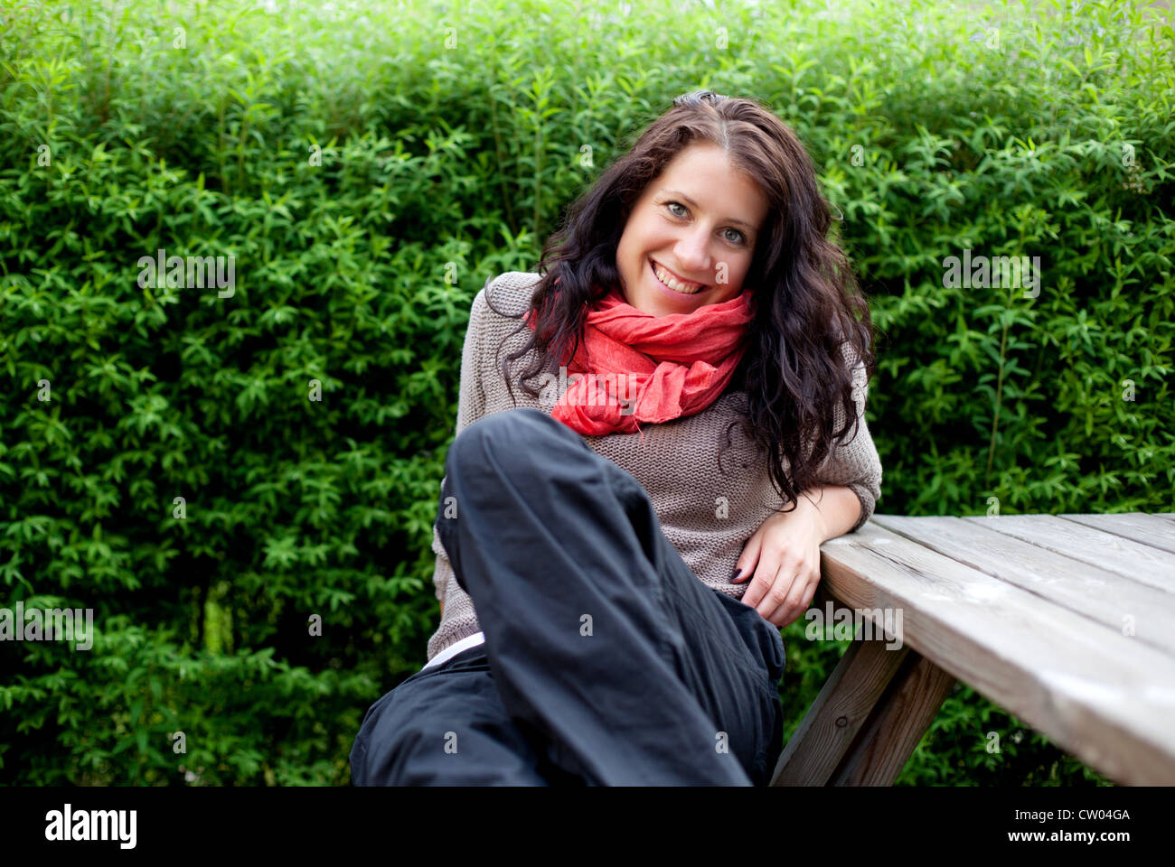 Portrait of a woman on a park resting and enjoying the fresh air Stock ...