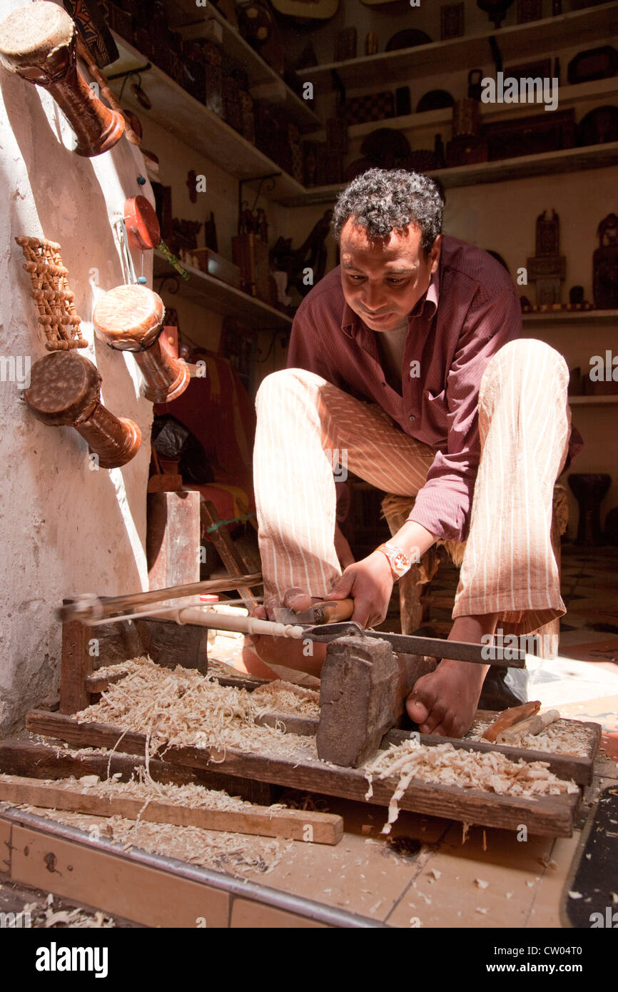 Wood craftsman in Marrakech, Morocco Stock Photo