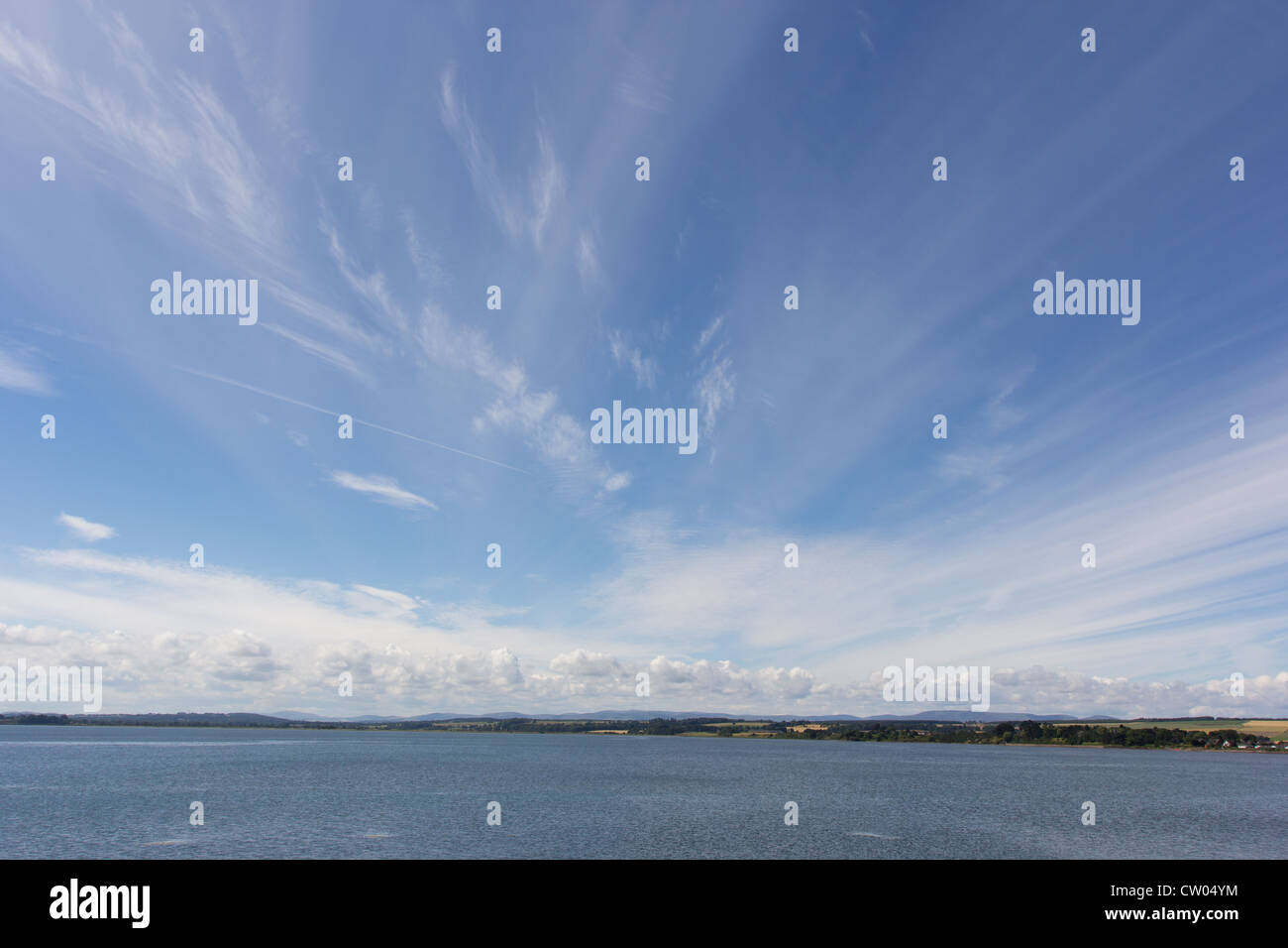 Vast open blue skies above Montrose Basin Angus Scotland UK Stock Photo