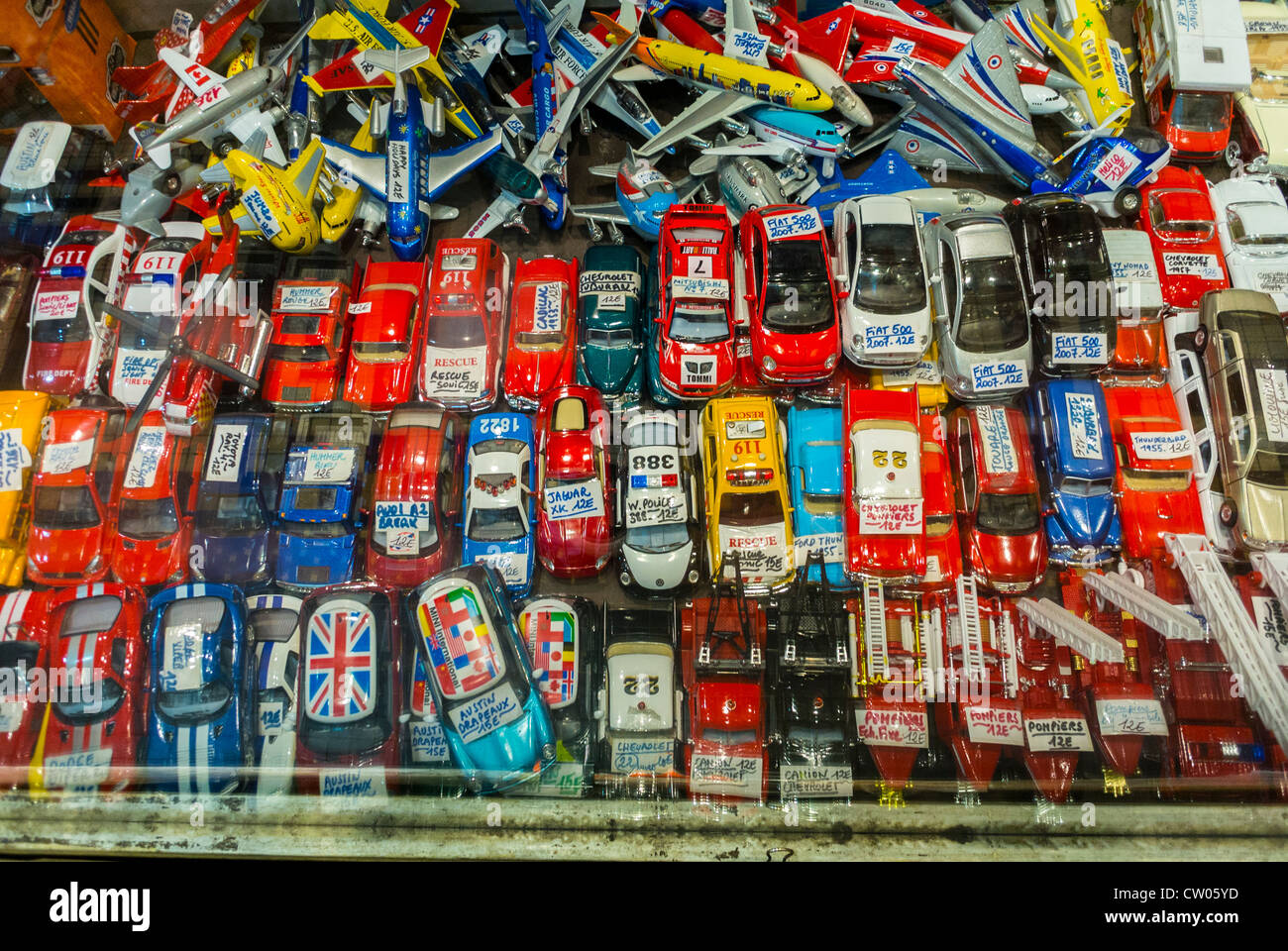 Paris, France, Shop WIndow Display, Miniature Cars, Toy Store in
