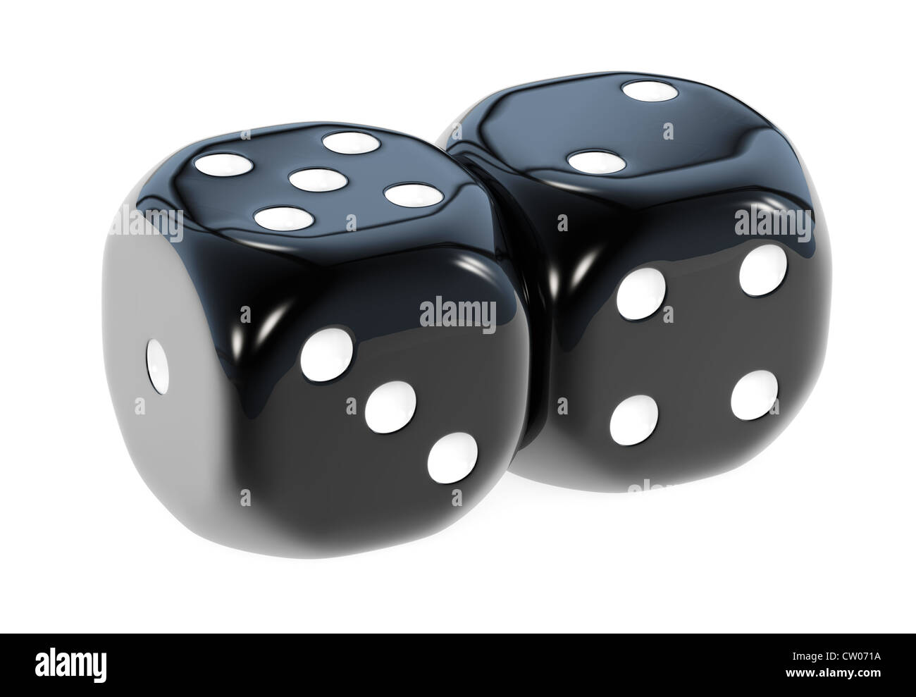 Pair of a black dice on white Stock Photo