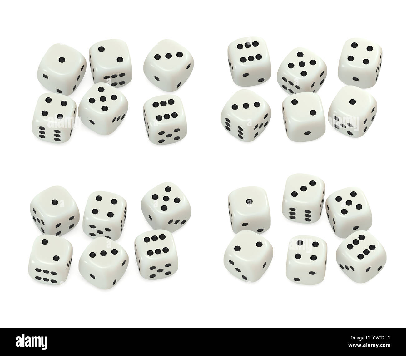 Dice set - white dice numbers Stock Photo