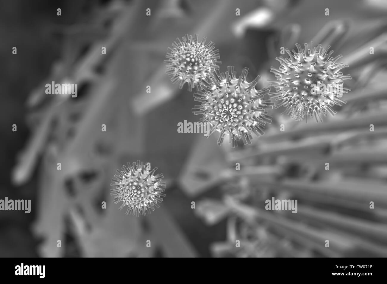 Viruses - Scanning Electron Microscopy stylised Stock Photo