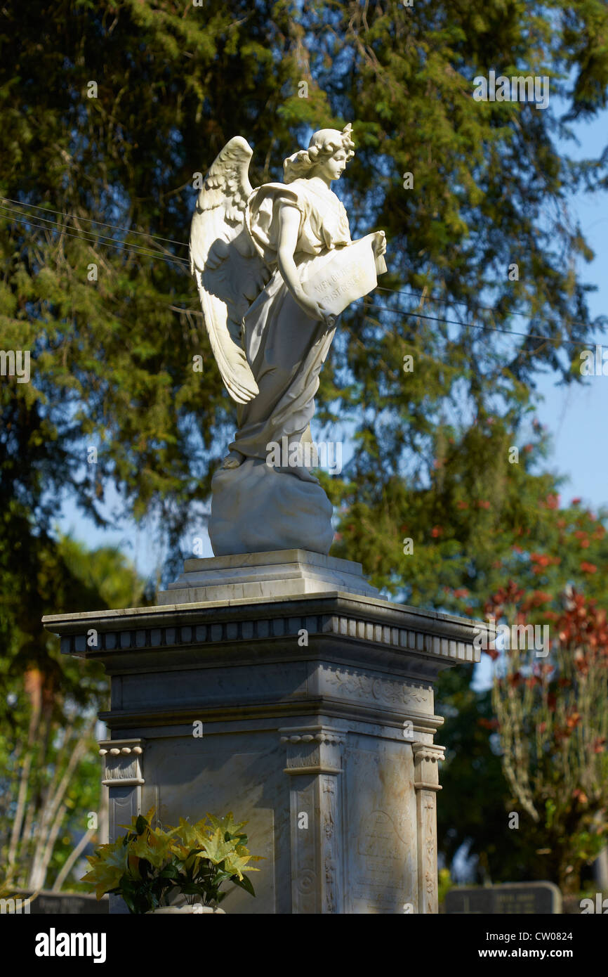 Statue at the protestant cemetery of Blumenau Stock Photo