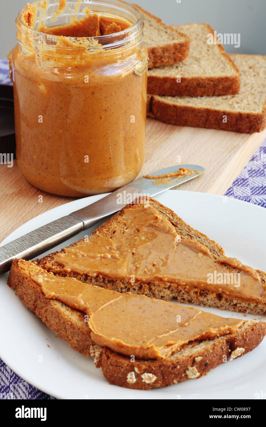 Peanut butter on toast Stock Photo Alamy