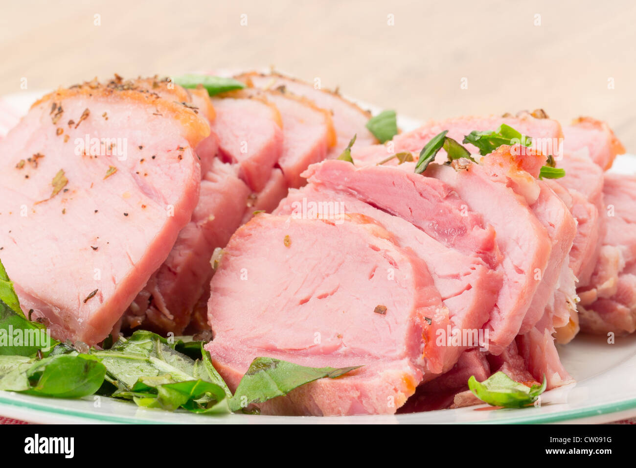 Slices of gammon ham studio shot Stock Photo Alamy