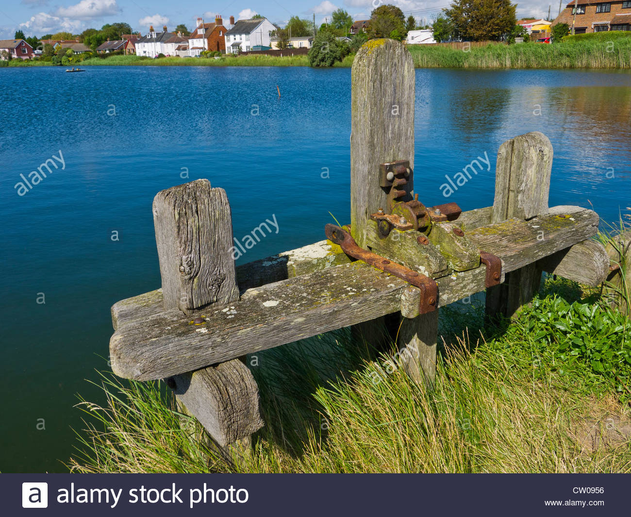 Old Wooden Sluice Gate Emsworth Slipper Pond Hampshire England Stock