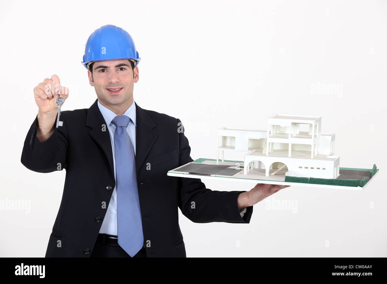 Architect with keys to a new build Stock Photo Alamy