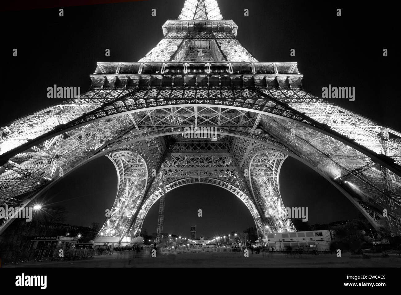 eiffel tower in black and white Stock Photo