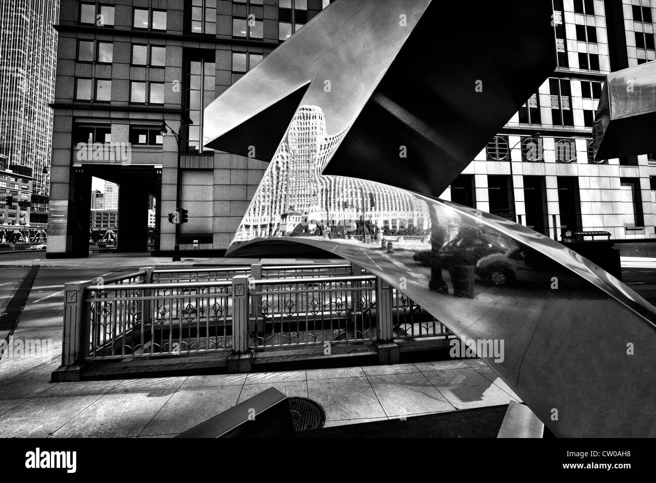 chicago 333 wacker reflection Stock Photo