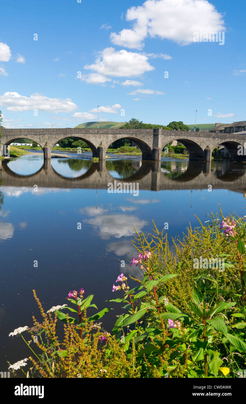Builth bridge and the river Wye in Builth Wells, Powys, mid Wales, UK. Stock Photo