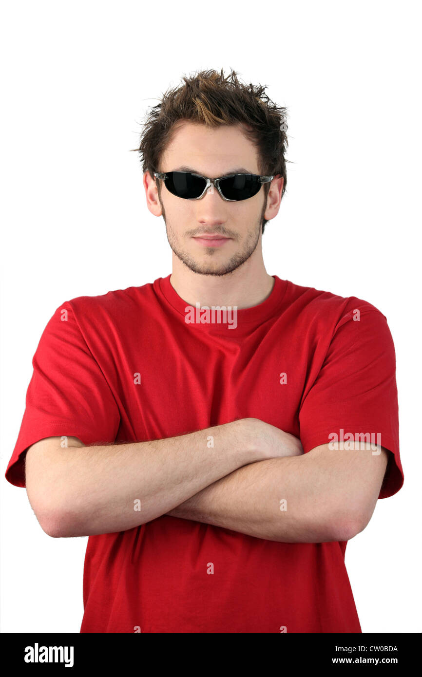 Young man wearing sunglasses Stock Photo