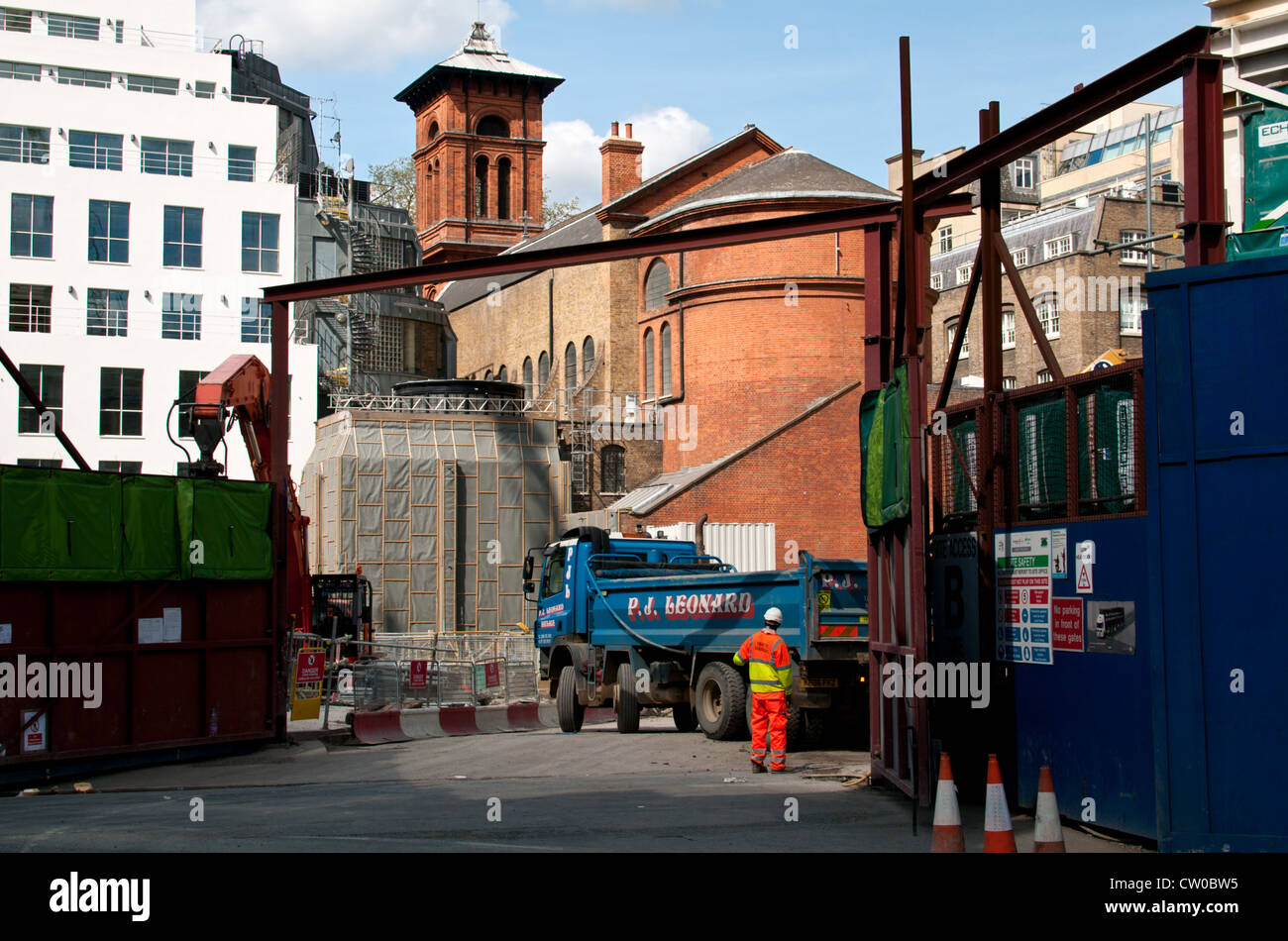 St Giles Circus building site for Tottenham Court Road transport cross rail development, London. Stock Photo
