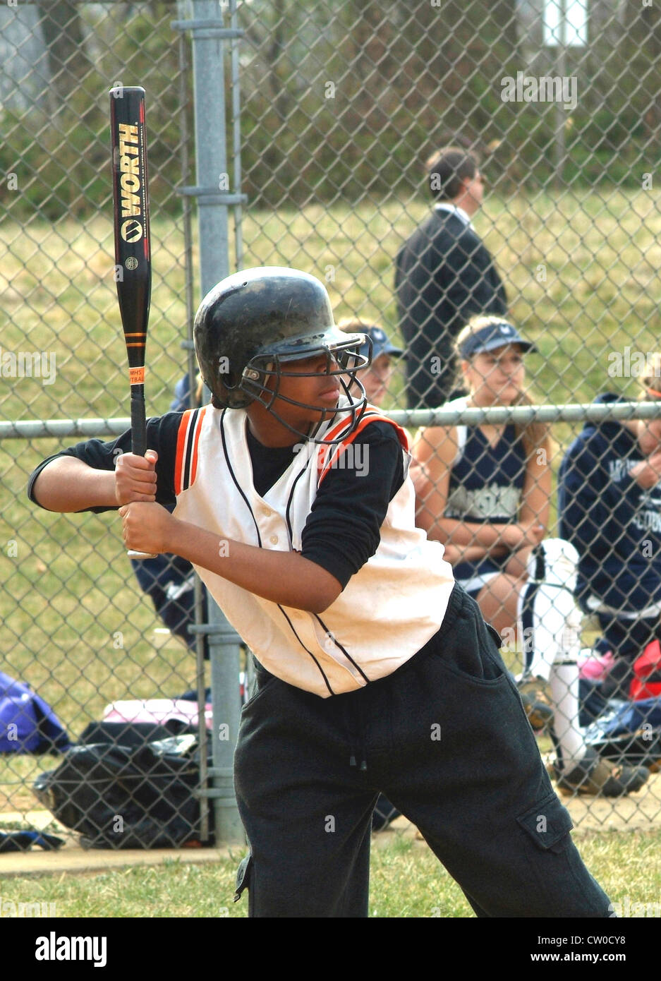 Batter in softball game Stock Photo Alamy
