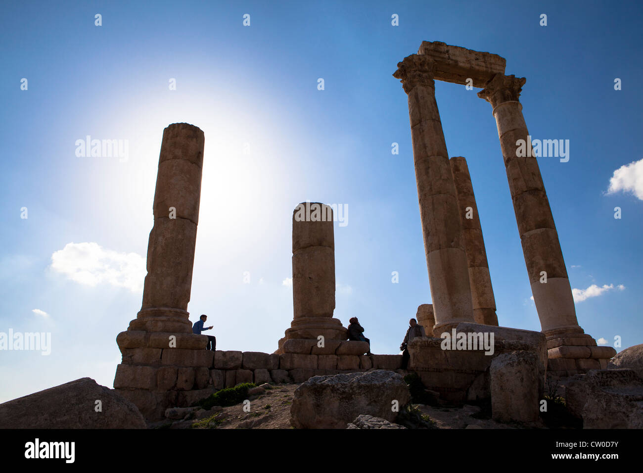 Amman Citadel Jordan Middle East sunset pillars Stock Photo