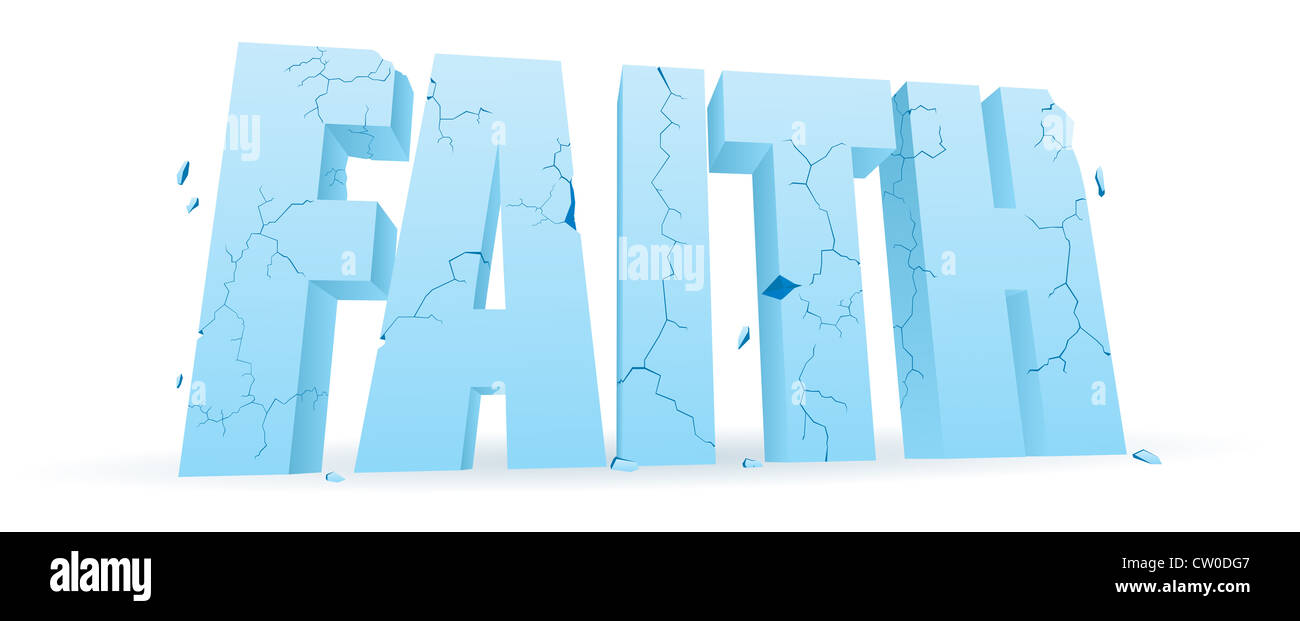 Word "faith" cracking and crumbling Stock Photo Alamy