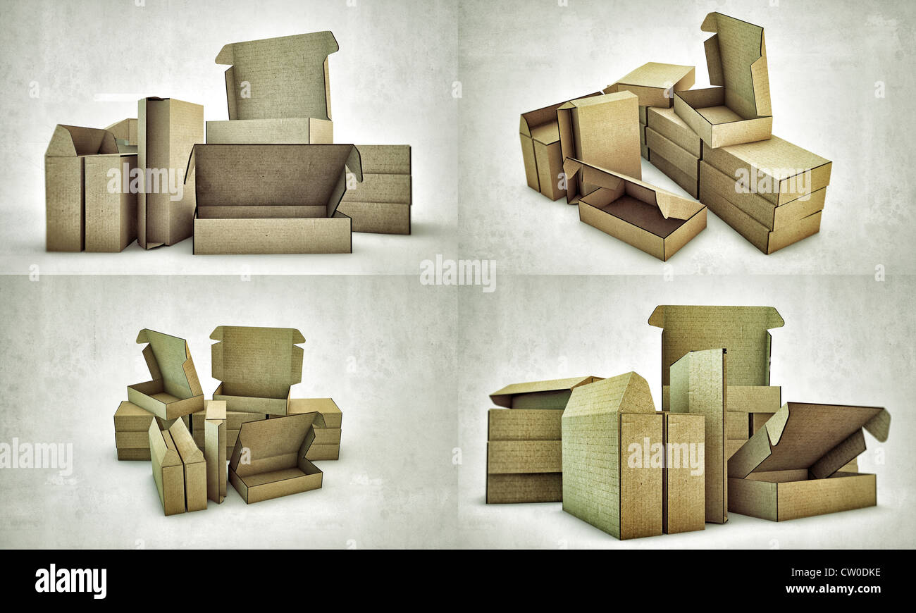 cardboard boxes isolated on white background Stock Photo - Alamy