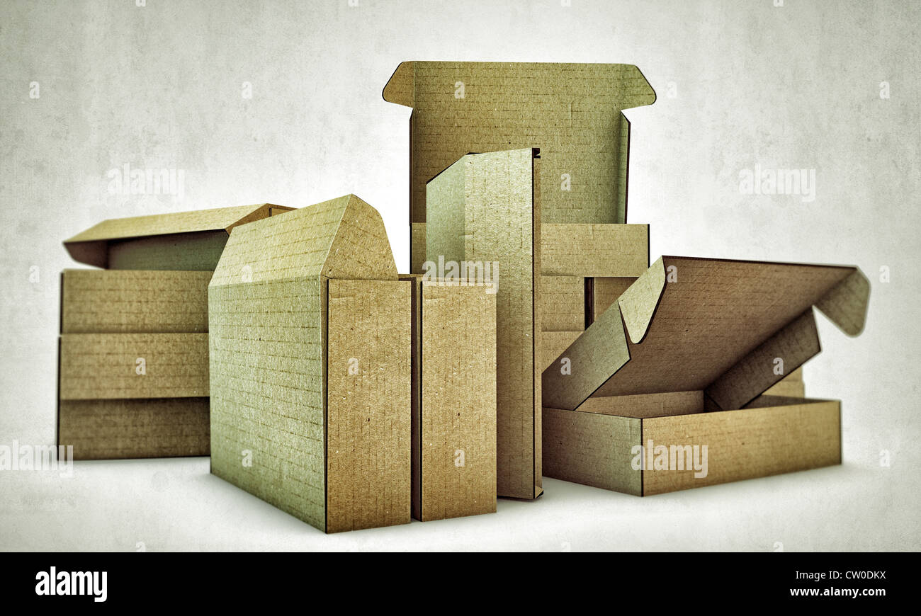 cardboard boxes isolated on white background Stock Photo - Alamy