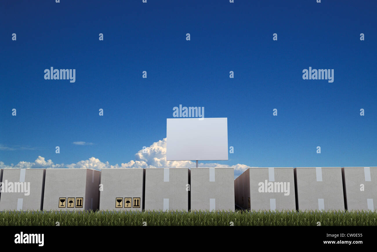 cardboard boxes with blank billboard Stock Photo Alamy