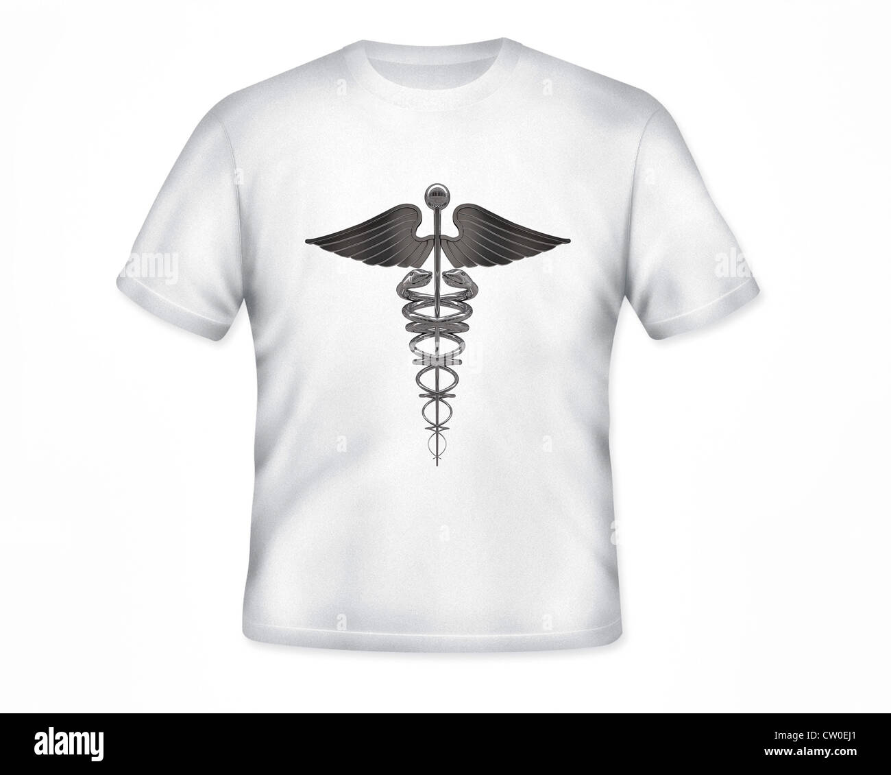 caduceus on white t-shirt isolated on white background Stock Photo - Alamy